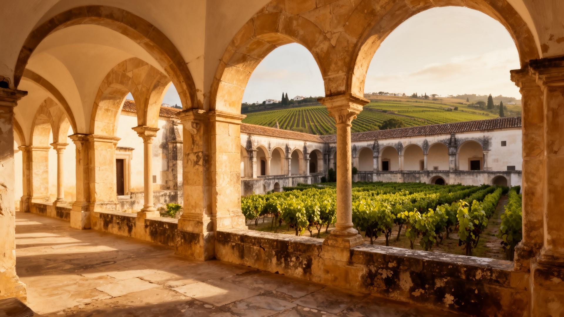 Claustro da Cartuxa em Évora com vinhas ao fundo